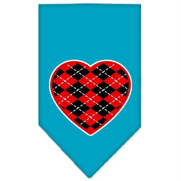 Unconditional Love Argyle Heart Red Screen Print Bandana Turquoise Large UN786103